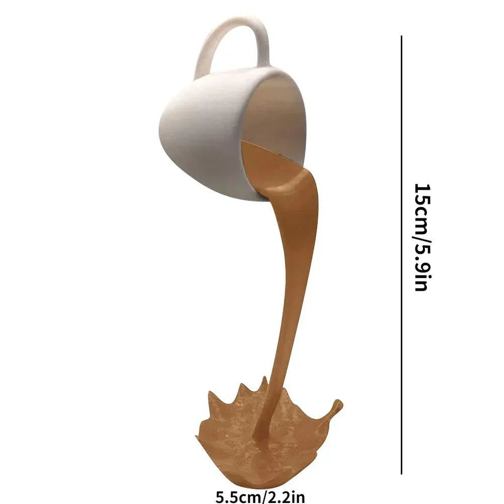 Café suspendido: escultura artística en forma de taza flotante